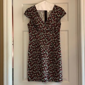 Cap sleeve black floral dress